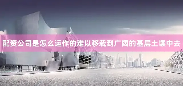 配资公司是怎么运作的难以移栽到广阔的基层土壤中去