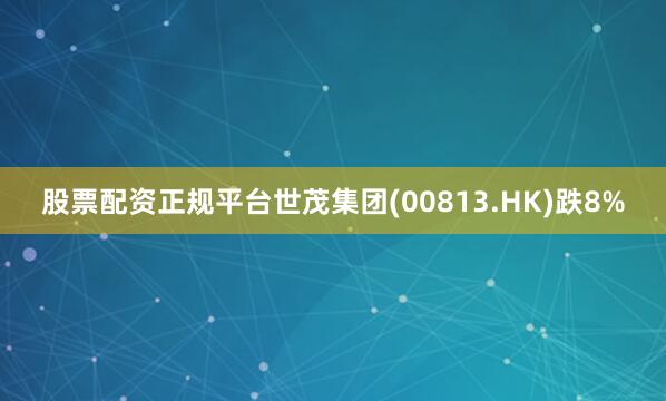 股票配资正规平台世茂集团(00813.HK)跌8%